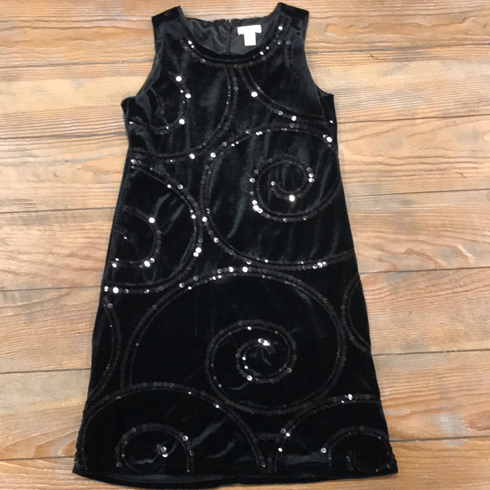 Girls Black Velvet Dress